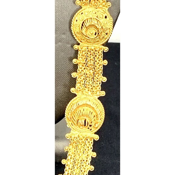 India Mughal Wedding Necklace Gold Plated 28" Long - Picture 3 of 10